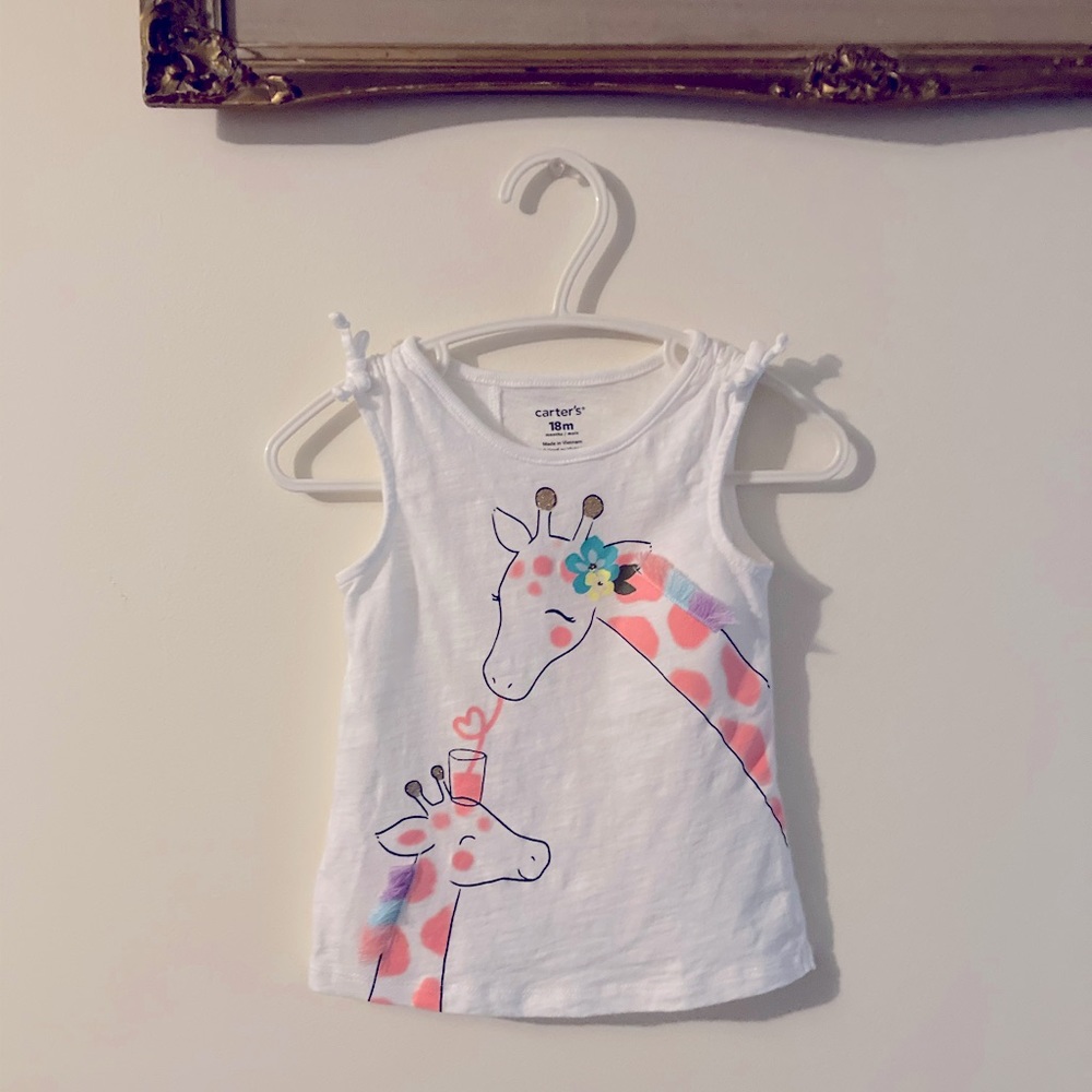 Carter’s Giraffe Tank Top Mom and Baby Giraffe Shirt Pastels Size 18 Months